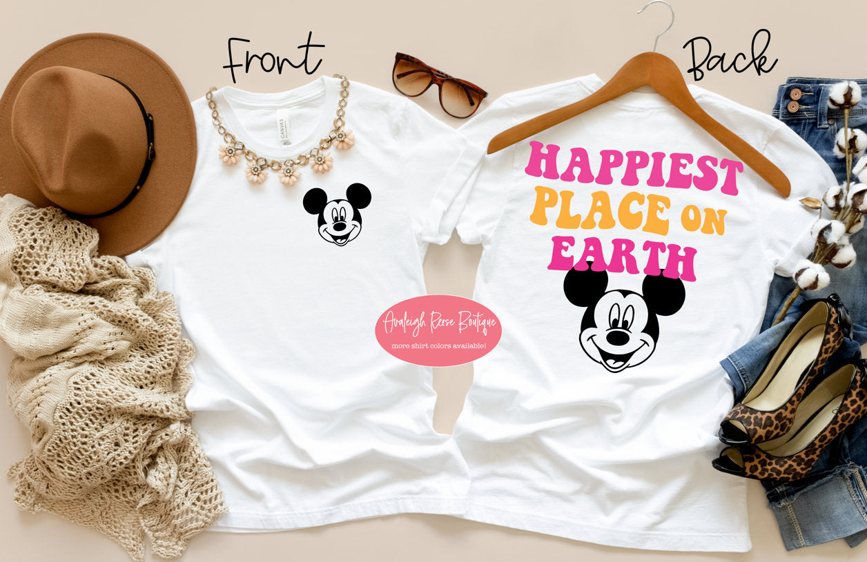 Happiest Place on Earth Mickey Shirt  Disney World Shirts Front and Back Design