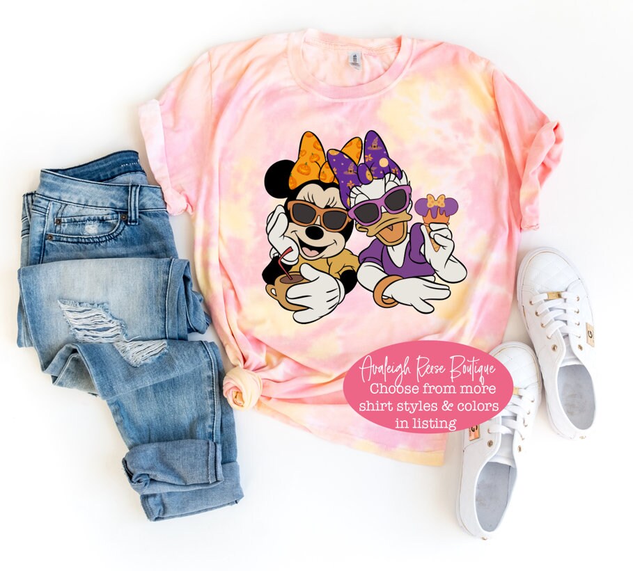 Halloween Retro Minnie and Daisy Face - Best Friends Minnie and Daisy Shirt  - Disney Tie Dye Shirts