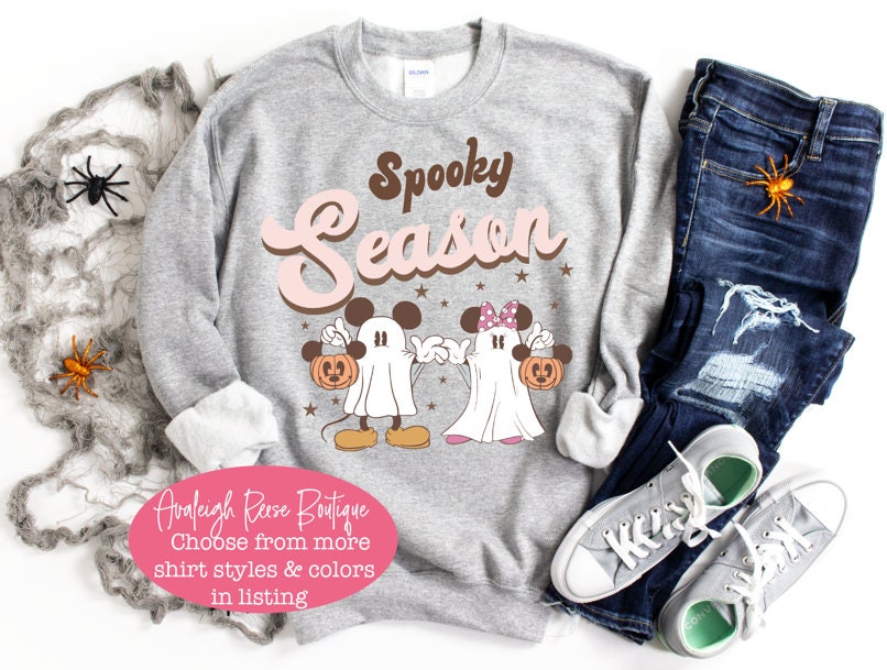 Spooky Season Disney Sweatshirts and T-shirts - Halloween Disney Shirts - Mickey Minnie Ghost