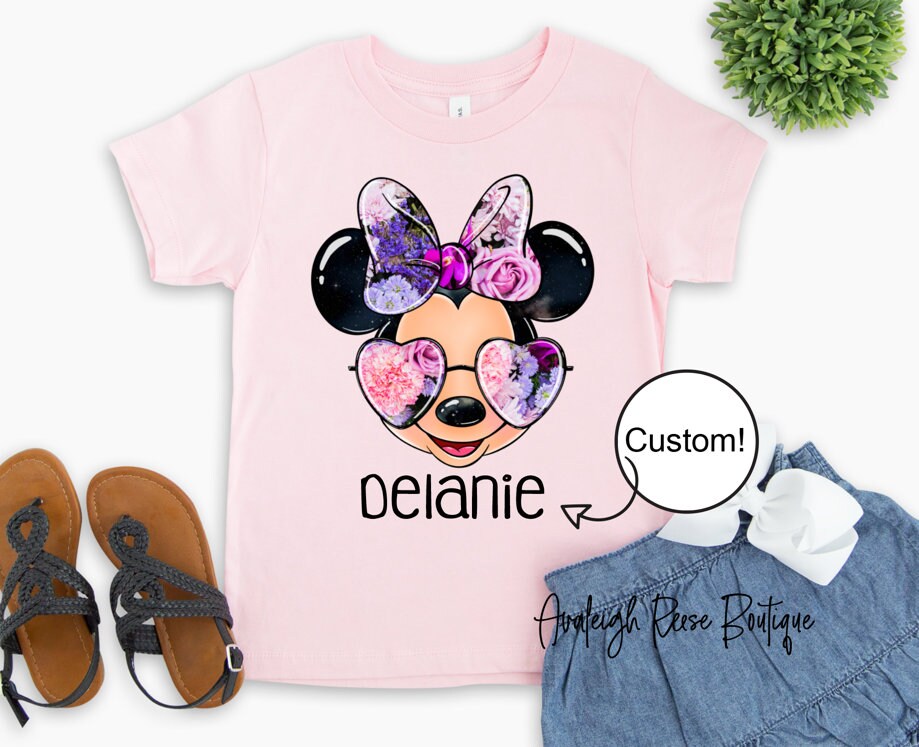 Custom Minnie Mouse Shirt  Floral Minnie Mouse Shirts  Personalized Disney Shirts