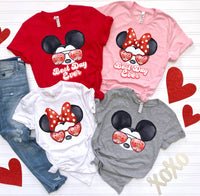 Retro Valentine Mickey and Minnie Face Best Day Ever - Watercolor Disney Shirts  - Disney Family Shirts - Retro Minnie face