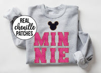 Minnie Chenille Patch Sweatshirt Tshirts Disney Mickey and Minnie Chenille Patch