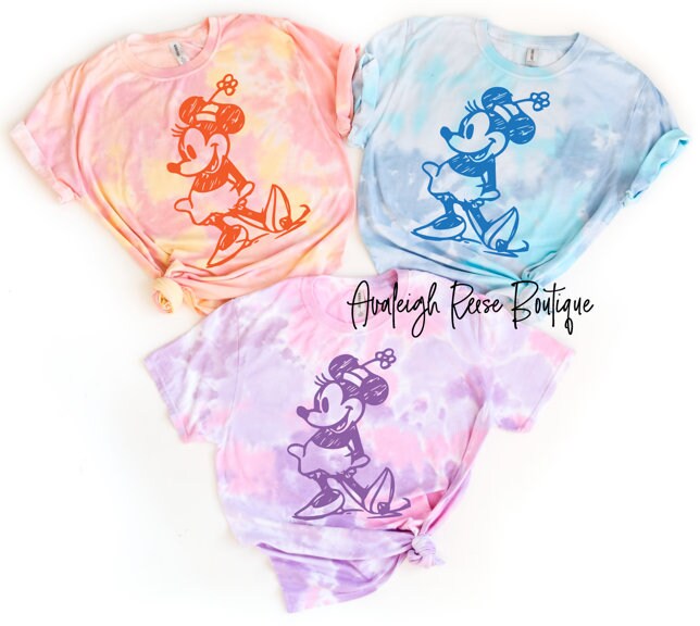 Minnie Sketch - Men and Womens Tie Dye Disney Shirt  - Disney Tie Dye Shirts Minnie Mouse