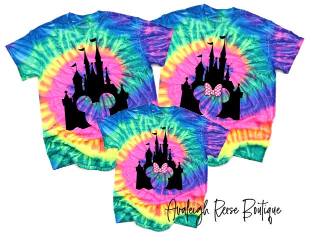 Disney Inspired Matching Shirt, Mickey and Minnie Castle Tie Dye Shirt, Kid's Castle Shirt, Disney World, Disney Land