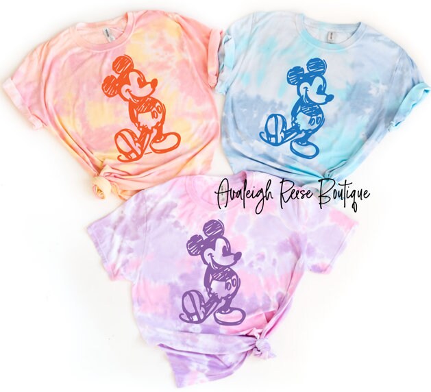 Mickey Sketch - Men and Womens Tie Dye Disney Shirt  - Disney Tie Dye Shirts Mickey