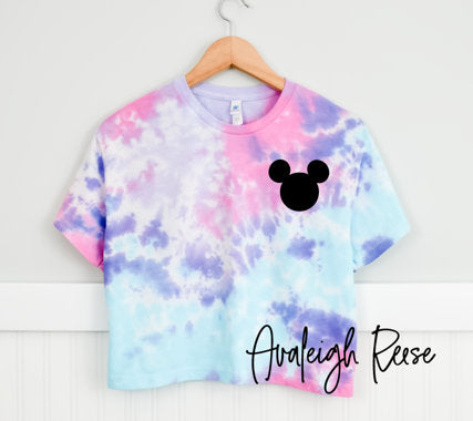 Disney Tie Dye Crop Shirt, Mickey Mouse Tee, Disneyland Tie Dye Shirt, Crop Tie Dye Shirt, Disney shirt, Disney World Shirt