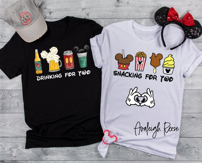 Disney Snacks Shirt, Disney Drinks Shirt, Disney Snacking For Two Pregnancy Announcement Shirt, Drinking For Two Disney, Disneyland Shirt