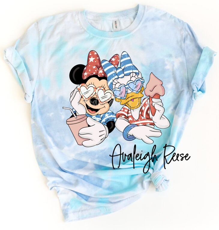 Retro Patriotic Minnie and Daisy Face - Fourth of July Best Friends Minnie and Daisy Shirt  - Disney Tie Dye Shirts