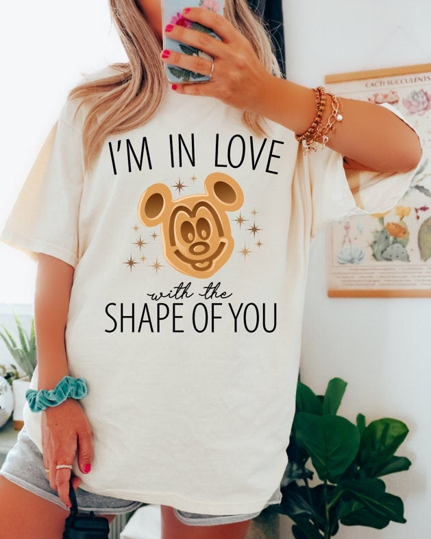 Comfort Colors I'm In Love With The Shape Of You - Mickey Waffle - Disney Snacks - Disney Inspired Tee