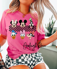 Comfort Colors Retro Mickey And Friends Shirt, Disney Checkered Shirt, Disney Checkered Shirt, Mickey Checkered Shirt, Disney Family Shirt.