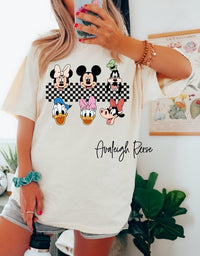 Comfort Colors Retro Mickey And Friends Shirt, Disney Checkered Shirt, Disney Checkered Shirt, Mickey Checkered Shirt, Disney Family Shirt.