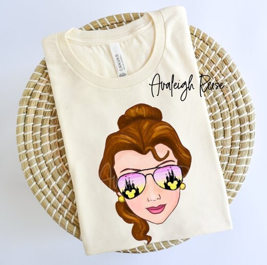 Retro Belle Face - Princess Belle Castle Shirt  - Disney Family Shirts - Princess Belle Glasses