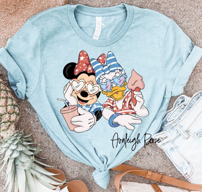 Patriotic Minnie and Daisy Face - Best Friends Disney Shirt  - Disney Family Shirts - Minnie Mouse and Daisy Duck Shirts