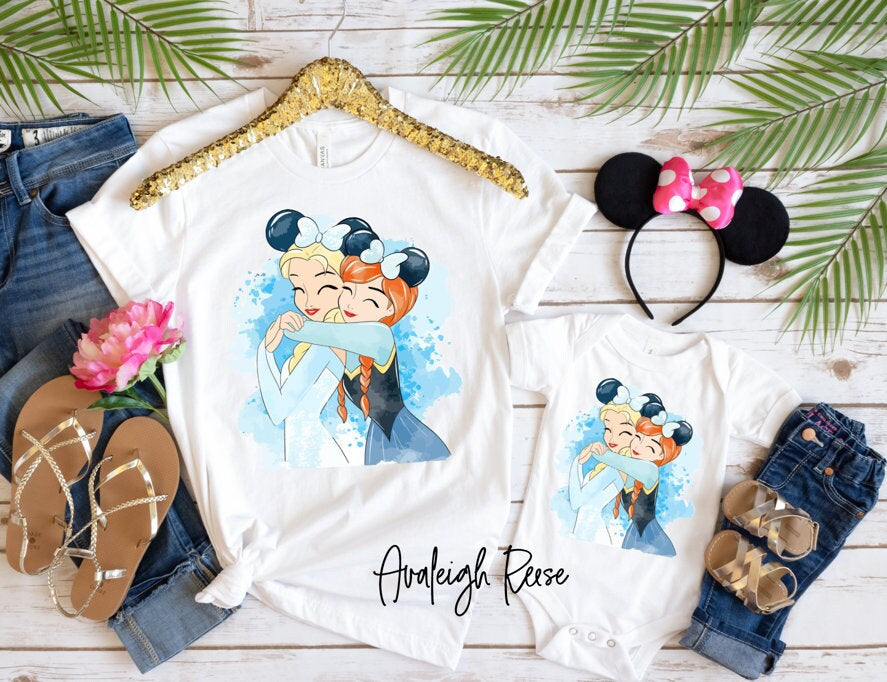 Frozen Sisters Shirt, First Trip, Theme Park Mouse Frozen Baby,  Elsa Anna Shirt , Matching WDW Family Shirts,