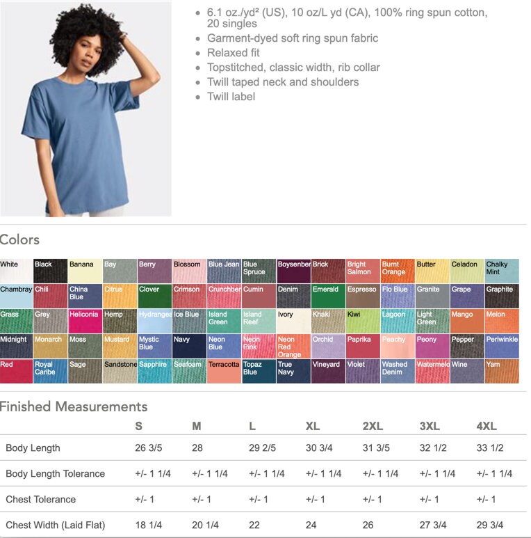 Comfort Colors T-Shirt Upgrade