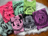 Disney Checkerboard Shirt, Mickey and Friends Shirt, Vintage Disney Shirt, Disney Face Shirt, Matching Disney Tee