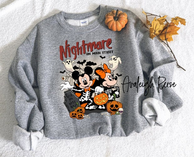 Mickey Minnie Halloween Shirt, Vintage Disney Halloween Comfort Colors T-shirt, Nightmare On The Main Streat Shirt, Halloween Pumpkin Shirt