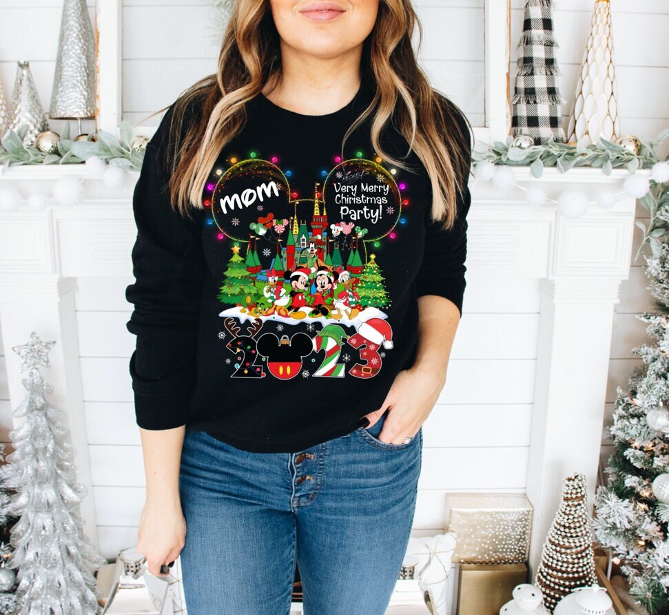 Personalized Mickey & friends Christmas Sweatshirt, Mickey's very merry Christmas party 2023 shirt, Family Christmas shirts,