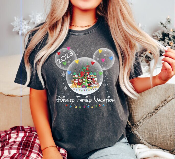 Personalized Mickey & friends Snow Globe Family Christmas shirt, Mickey's very merry Christmas party 2023 shirt,Walt Disney world Christmas