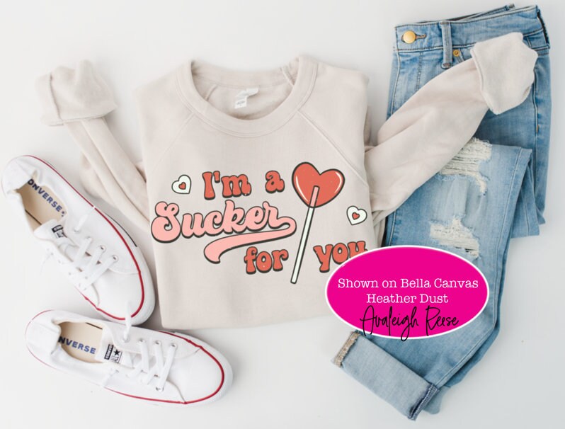 I'm A Sucker For You Sweatshirt, Valentines Day Shirt, Funny Vday Love Sweater, Groovy Lollipop Sucker Shirt Galentines Bestie Gifts For Her