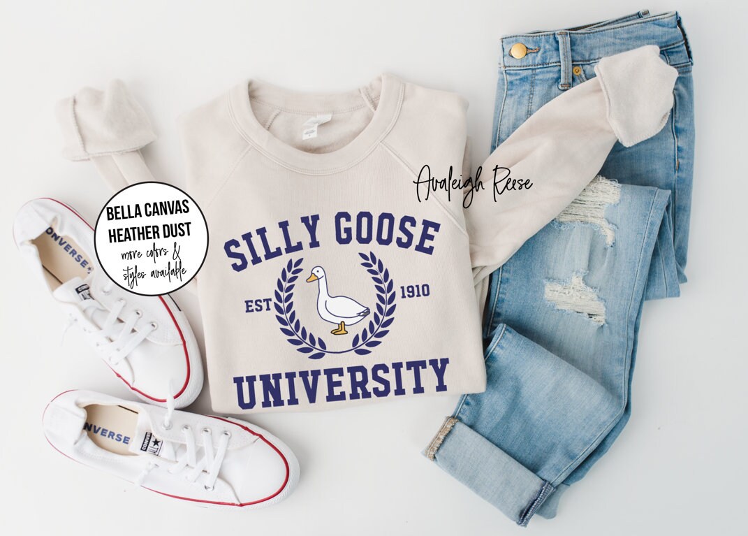 Silly Goose University Crewneck Sweatshirt,Unisex Bella Canvas Silly Goose University, Funny Men's Sweatshirt, Funny Goose Tshirt