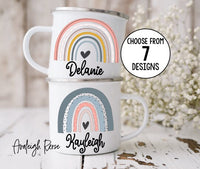 Custom Rainbow Mug for Kids Hot Chocolate/Coffee Mug for Girls, Kids Shatterproof Mugs with Handle, Birthday Party Favors, Children's Gift