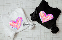 Women's Valentine Colorful Heart T-Shirt - Valentine Heart Sweatshirt - Cute Love Graphic Shirt