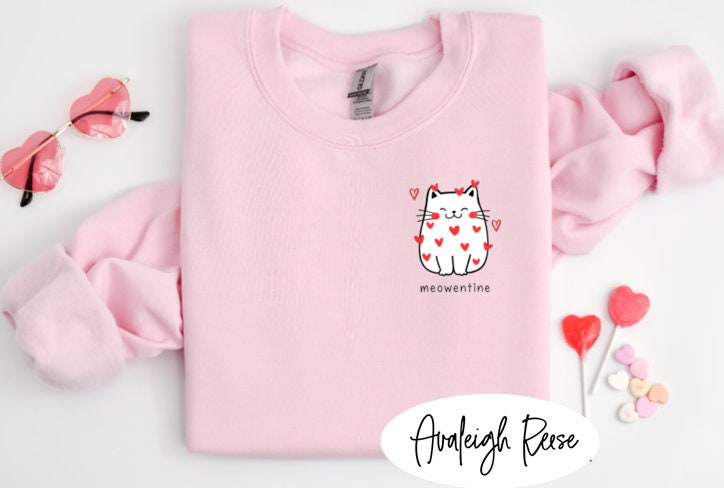 Cute Cat Valentine Sweatshirt, Cat Lover Valentine Sweatshirt, Girls Valentines Day Gift, Funny Valentines Day Sweater, Valentines Day Shirt