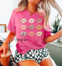 Lips Shirt, Valentines Lips Tshirt, Valentine's Day Kiss Tee, Gift For Girlfriend, Leopard Women Lipsense Outfits