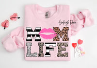 Mom Life Pink Lips Kiss Me Kissing Lips Cheetah Leopard Stripe Print Shirt,Mom Life Shirt,Mother T-Shirt,Cute Mom Gift,Mothers Day Gift