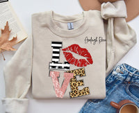 LOVE Shirt, Leopard Love Shirt, Lips Shirt for Valentines Day, Cute Gift for her, Valentine's Day Gift, Valentine Gift