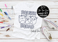 Squish Squad Color Your Own Shirt, Girls Birthday party shirt, DIY Shirt