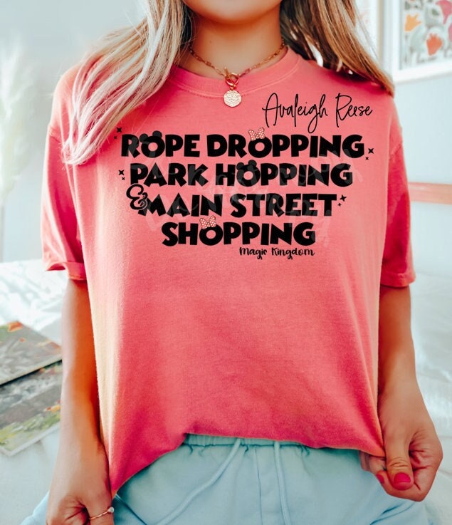 Comfort Colors® Rope Dropping Park Hopping Main Street Shopping T-shirt, Magic Kingdom shirt, Happiest Places on Earth, Theme Park tee