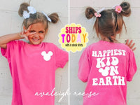 Youth Comfort Colors Shirt, Happiest Kid On Earth Shirt, Unisex Kid's Shirt, Mickey Shirt, Vacation Shirt, Retro Shirt, Disney World Shirt