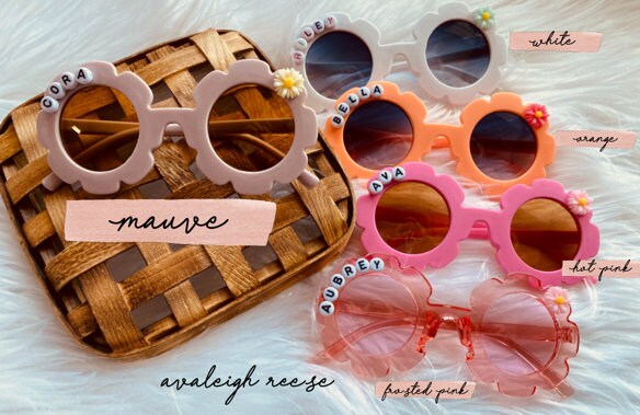 READY TO SHIP | Personalized Flower Sunglasses | Girls Flower Sunglasses | Custom Name Sunglasses | Sunnies for Kids | Toddler Glasses