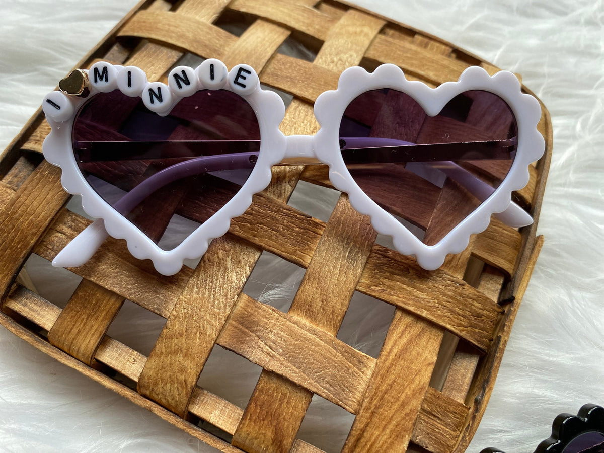 READY TO SHIP | Heart Scalloped Sunglasses | Girls Flower Sunglasses | Custom Name Sunglasses | Sunnies for Kids | Toddler Glasses