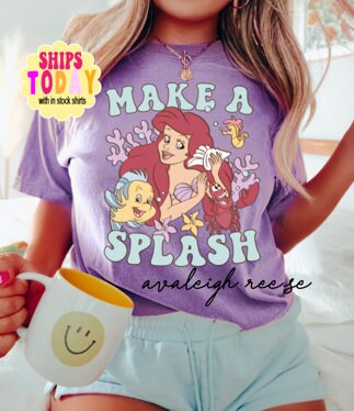 Comfort Colors® Ariel Make a Splash Retro shirt, Ariel Summer Shirts, Retro Disney graphic tee, Magic Kingdom for women and family