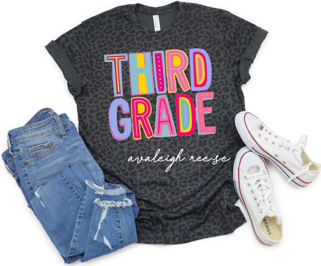 Third Grade Teacher Shirt, 3rd Grade Teacher Team Shirts, Third Grade Crew, Black Leopard Teacher Tees, Third Grade Squad