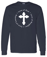 Navy Blue Long Sleeve - Love of God Love of Neighbor Love of Learning