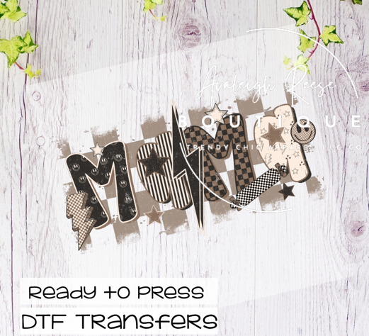 Mama Neutral Checkered DTF Transfer