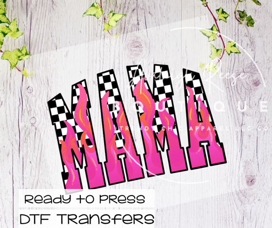 Mama Pink Flames DTF Transfer
