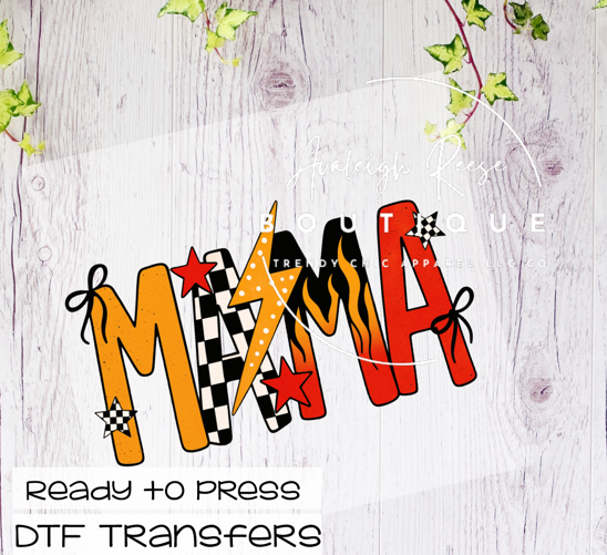 Mama Red Black and Yellow Flames DTF Transfer