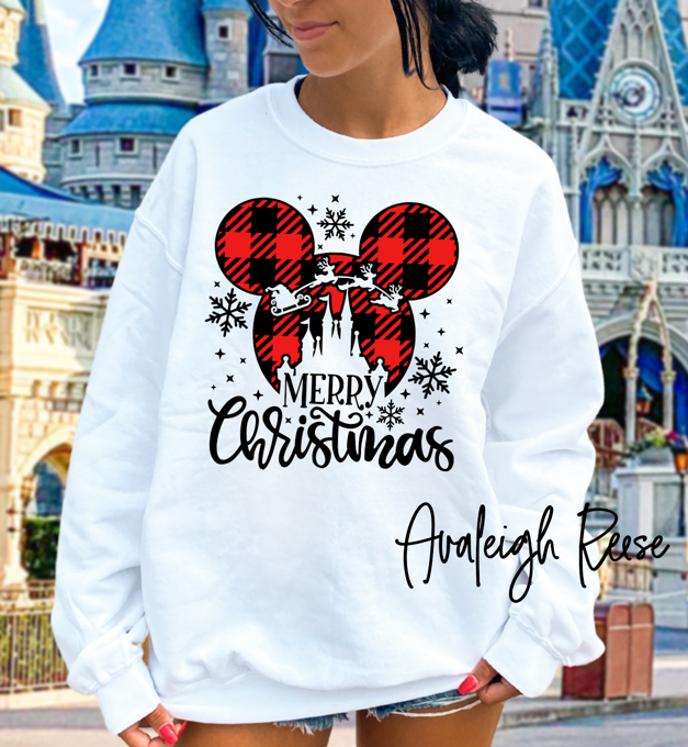 Mickey Ears Buffalo Plaid Merry Christmas Tees & Sweatshirts