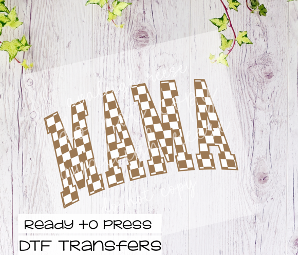 Mama Brown Checkered  DTF Transfer
