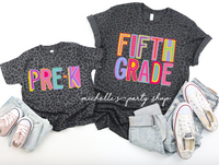 Pre-K and Fifth Grade Teacher Shirt, 5th Grade Teacher Team Shirts, Fifth Grade Crew, Black Leopard Teacher Tees, Pre-K Squad