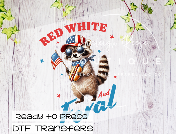 Red White and Feral DTF Transfer