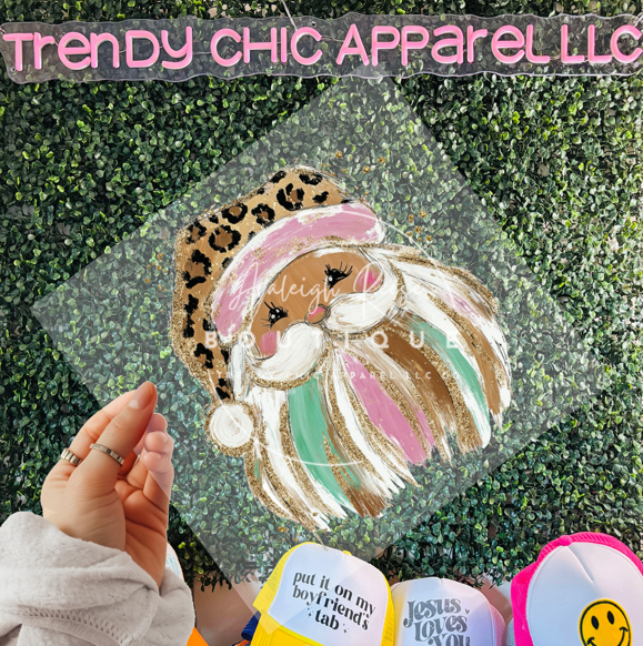 Santa Leopard Brushstroke DTF Transfer