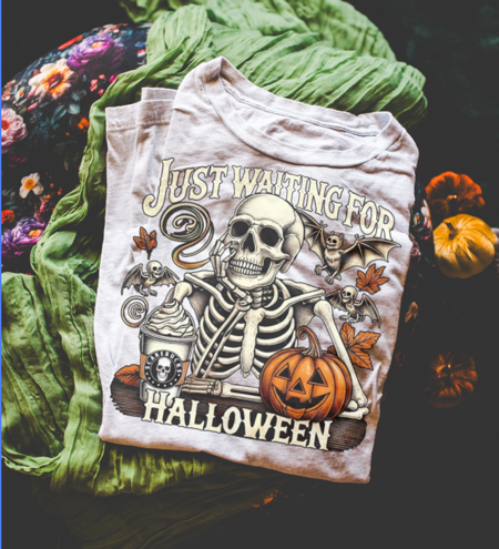 Skeleton waiting for Halloween Tees and Sweatshirts