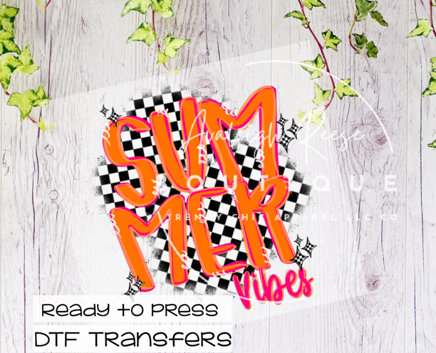 Summer Vibes Checkered DTF Transfer