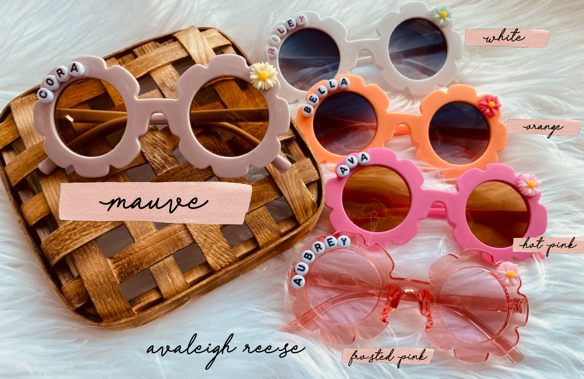 Copy of READY TO SHIP | Personalized Flower Sunglasses | Girls Flower Sunglasses | Custom Name Sunglasses | Sunnies for Kids | Toddler Glasses